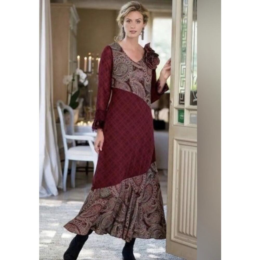 Soft Surroundings Aideen Patchwork Paisley Maxi Dress